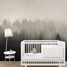 Load image into Gallery viewer, Misty Pine Forest Wall Mural. Peaceful Foggy Morning Scenery. #6122
