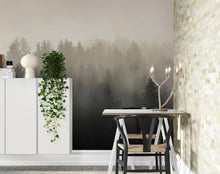 Cargar imagen en el visor de la galería, Misty Pine Forest Wall Mural. Peaceful Foggy Morning Scenery. #6122
