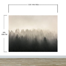 Load image into Gallery viewer, Misty Pine Forest Wall Mural. Peaceful Foggy Morning Scenery. #6122
