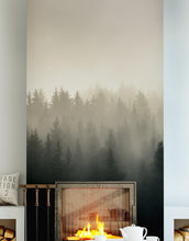 Cargar imagen en el visor de la galería, Misty Pine Forest Wall Mural. Peaceful Foggy Morning Scenery. #6122
