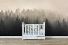 Cargar imagen en el visor de la galería, Misty Pine Forest Wall Mural. Peaceful Foggy Morning Scenery. #6122
