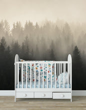 Cargar imagen en el visor de la galería, Misty Pine Forest Wall Mural. Peaceful Foggy Morning Scenery. #6122
