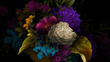 Cargar imagen en el visor de la galería, Melancholy Flower Wall Mural. Black background. #6130
