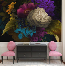 Load image into Gallery viewer, Melancholy Flower Wall Mural. Black background. #6130
