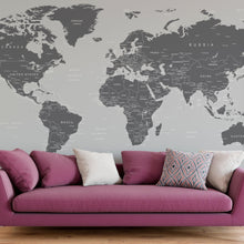 Carregar imagem no visualizador da galeria, World Map Wall Mural (Grey). #6133

