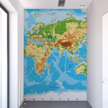 Cargar imagen en el visor de la galería, Large Blue World Map Wall Mural. #6134
