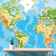 Load image into Gallery viewer, Large Blue World Map Wall Mural. #6134
