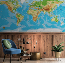 Cargar imagen en el visor de la galería, Large Blue World Map Wall Mural. #6134
