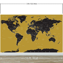 Load image into Gallery viewer, GOLD World Map Wall Mural. #6135
