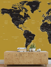 Cargar imagen en el visor de la galería, GOLD World Map Wall Mural. #6135
