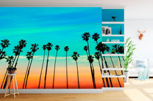 Cargar imagen en el visor de la galería, California SoCal Tropical Sunset Palm Trees Large Wall Mural. #6139
