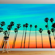 Carregar imagem no visualizador da galeria, California SoCal Tropical Sunset Palm Trees Large Wall Mural. #6139
