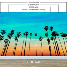 Carregar imagem no visualizador da galeria, California SoCal Tropical Sunset Palm Trees Large Wall Mural. #6139
