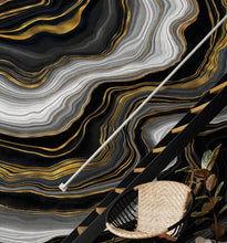 Load image into Gallery viewer, Black and Gold Abstract Marble Stone Pattern Peel and Stick Wallpaper. #6146
