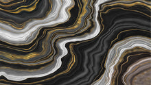 Load image into Gallery viewer, Black and Gold Abstract Marble Stone Pattern Peel and Stick Wallpaper. #6146
