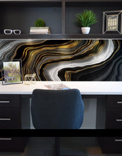 Load image into Gallery viewer, Black and Gold Abstract Marble Stone Pattern Peel and Stick Wallpaper. #6146
