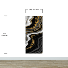 Load image into Gallery viewer, Black and Gold Abstract Marble Stone Pattern Peel and Stick Wallpaper. #6146
