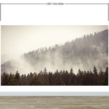 Load image into Gallery viewer, Foggy Misty Forest Tree Over Mountain Wall Mural. #6171
