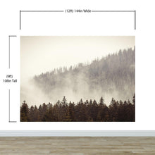 Cargar imagen en el visor de la galería, Foggy Misty Forest Tree Over Mountain Wall Mural. #6171
