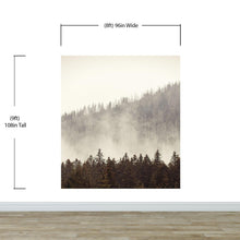 Cargar imagen en el visor de la galería, Foggy Misty Forest Tree Over Mountain Wall Mural. #6171
