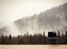 Load image into Gallery viewer, Foggy Misty Forest Tree Over Mountain Wall Mural. #6171
