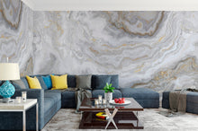 Carregar imagem no visualizador da galeria, White Marble Stone Granite Slate Peel and Stick Wallpaper | Removable Wall Mural #6180
