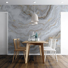 Carregar imagem no visualizador da galeria, White Marble Stone Granite Slate Peel and Stick Wallpaper | Removable Wall Mural #6180
