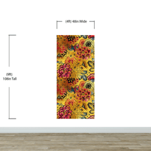 Load image into Gallery viewer, Japanese Art Koi Fish Peel and Stick Wallpaper. Gold Flowers Background.  Removable Wall Mural #6192
