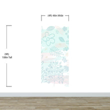 Load image into Gallery viewer, Pastel Botanical Nature Wallpaper Mural. Leafs and Flowers Design. #6195
