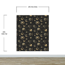 Load image into Gallery viewer, Astronomy Pattern Peel and Stick Wallpaper. Stars, Sun, Moon and Cloud. Removable Wall Mural #6208
