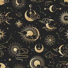 Carregar imagem no visualizador da galeria, Astronomy Pattern Peel and Stick Wallpaper. Stars, Sun, Moon and Cloud. Removable Wall Mural #6208
