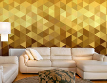 Load image into Gallery viewer, Gold Poly Triangle Geometric Elegant Peel and Stick Wallpaper | Removable Wall Mural #6209
