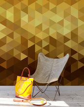 Load image into Gallery viewer, Gold Poly Triangle Geometric Elegant Peel and Stick Wallpaper | Removable Wall Mural #6209
