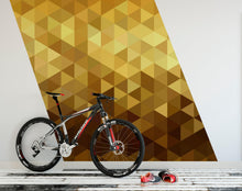 Load image into Gallery viewer, Gold Poly Triangle Geometric Elegant Peel and Stick Wallpaper | Removable Wall Mural #6209
