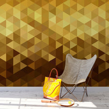 Load image into Gallery viewer, Gold Poly Triangle Geometric Elegant Peel and Stick Wallpaper | Removable Wall Mural #6209
