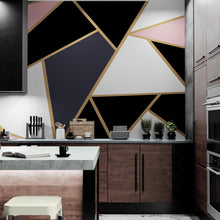 Load image into Gallery viewer, Modern Decor Gold, Black and Pink Mosaic Peel and Stick Wallpaper | Removable Wall Mural #6210
