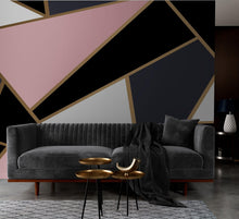 Load image into Gallery viewer, Modern Decor Gold, Black and Pink Mosaic Peel and Stick Wallpaper | Removable Wall Mural #6210
