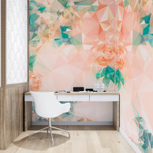 Cargar imagen en el visor de la galería, Geometric Pink Flower Pattern Peel and Stick Wallpaper | Removable Wall Mural #6211
