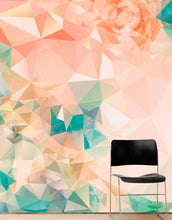 Load image into Gallery viewer, Geometric Pink Flower Pattern Peel and Stick Wallpaper | Removable Wall Mural #6211
