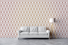 Cargar imagen en el visor de la galería, Modern Geometric Shape 3D Hexagon Bronze Lines Peel and Stick Wallpaper | Removable Wall Mural #6213
