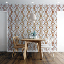 Cargar imagen en el visor de la galería, Modern Geometric Shape 3D Hexagon Bronze Lines Peel and Stick Wallpaper | Removable Wall Mural #6213
