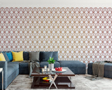 Cargar imagen en el visor de la galería, Modern Geometric Shape 3D Hexagon Bronze Lines Peel and Stick Wallpaper | Removable Wall Mural #6213
