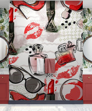 Cargar imagen en el visor de la galería, Fashion Cosmetic Make-up Peel and Stick Wallpaper | Removable Wall Mural #6214
