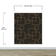 Cargar imagen en el visor de la galería, Dark Brown and Gold Square Geometric Pattern Peel and Stick Wallpaper | Removable Wall Mural #6215
