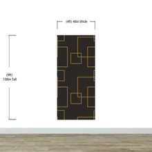 Cargar imagen en el visor de la galería, Dark Brown and Gold Square Geometric Pattern Peel and Stick Wallpaper | Removable Wall Mural #6215
