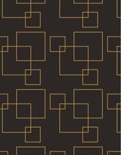 Cargar imagen en el visor de la galería, Dark Brown and Gold Square Geometric Pattern Peel and Stick Wallpaper | Removable Wall Mural #6215
