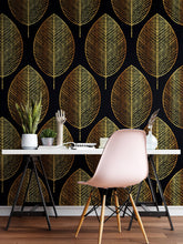 Load image into Gallery viewer, Gold Leave Autumn Pattern Peel and Stick Wallpaper | Removable Wall Mural #6217
