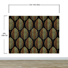 Load image into Gallery viewer, Gold Leave Autumn Pattern Peel and Stick Wallpaper | Removable Wall Mural #6217
