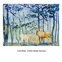 Carregar imagem no visualizador da galeria, Deer Family in Snow Forest Peel and Stick Wallpaper | Removable Wall Mural. #6218
