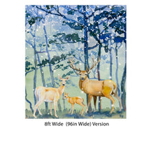 Cargar imagen en el visor de la galería, Deer Family in Snow Forest Peel and Stick Wallpaper | Removable Wall Mural. #6218
